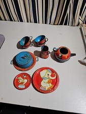 Vintage Circus Child's Metal Kitchen Dishes The Ohio Art Co 15 Pc