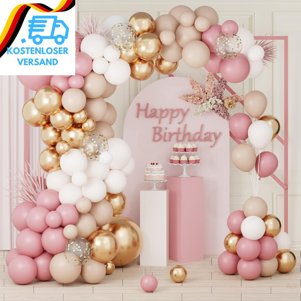Luftballon Girlande Rosa Gold, 103 Retro Rosa WeißE Goldene Luftballons Geburtst-image