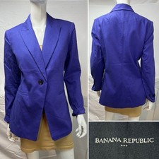 NWT 160 Banana Republic Women  s 10 Purple Linen Cotton Blend Blazer Jacket