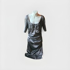 Suzi Chin For Maggy Boutique Size 10 Dark Gray Ruched Silky Dress