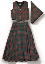 Vintage Giraffe Size 14 Plaid Maxi Skirt Vest Shawl 3 Piece Set Union Made USA