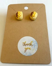 Iced Bun Earrings Stud 1/2” Wide So Cute Ideal Gift New on Card Pierced
