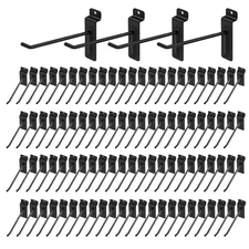 6" Heavy Duty Black Slatwall Panel Hooks, 96-Pack