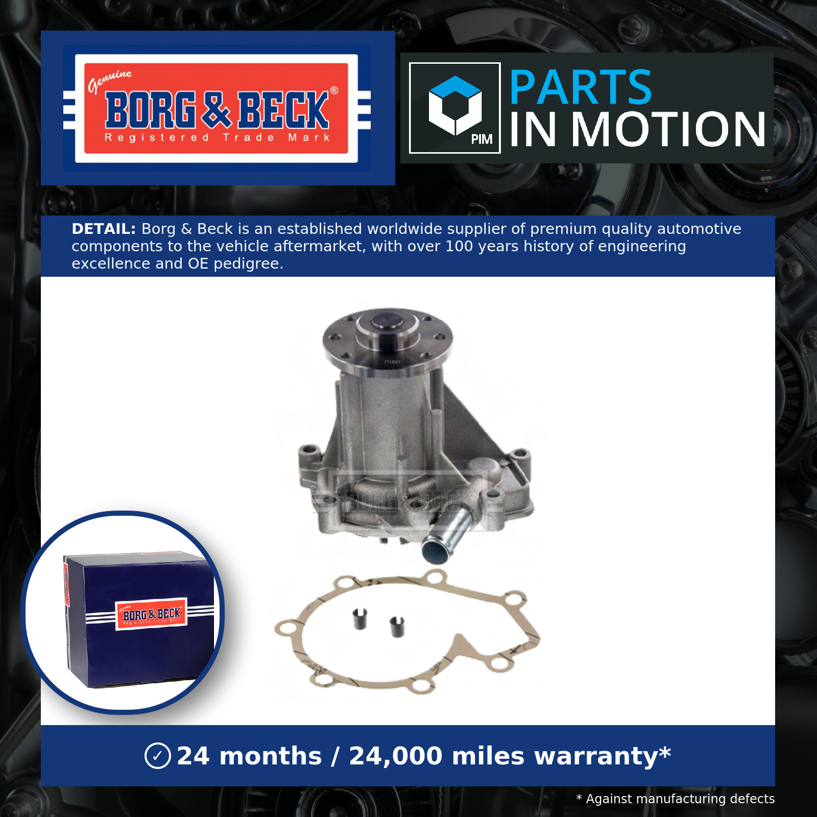 Water Pump BWP2469 Borg & Beck Coolant 6642000420 6642000501 6642000520 Quality