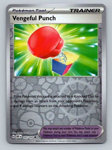 Pokemon Vengeful Punch SV03: Obsidian Flames 197/197 Near Mint NM Reverse Holo - Picture 1 of 2