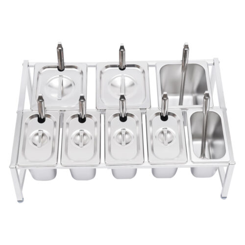 Soporte de condimento inclinado expandible de 2 niveles de 13,8"-23,6" con 8 sartenes - Imagen 5 de 12