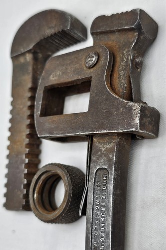 Antique Moore Co "Popular" Dual-Duty Forged 10" Adjustable Monkey Pipe Wrench - Picture 16 of 19