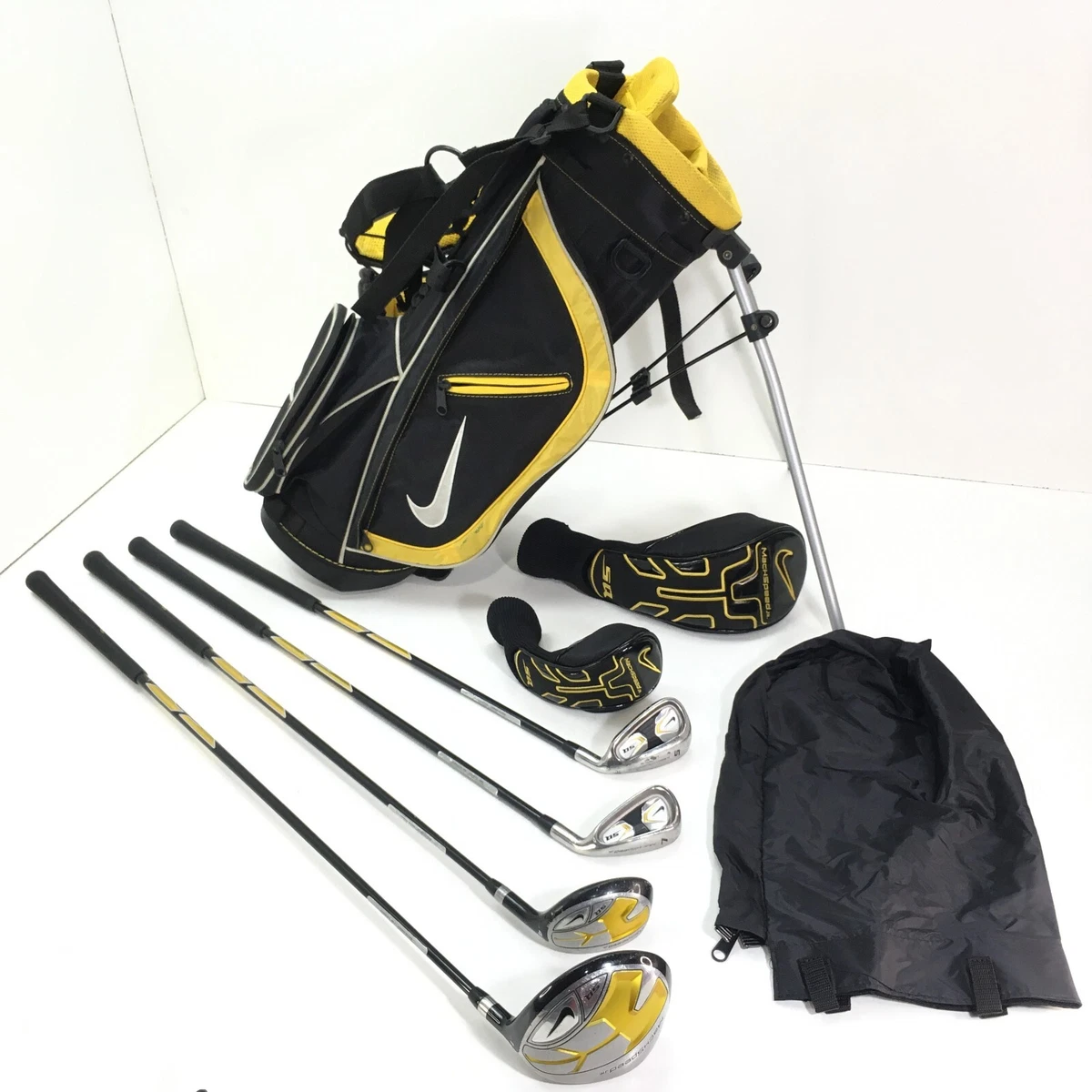 Nike Jr Kids Sq Mach Speed RH 4-Club Golf Set Yellow Black 1,4,7,S w/Stand Bag Nike Jr Kids Sq Mach Speed RH 4-Club Golf Set Yellow Black 1,4,7,S w/Stand Bag