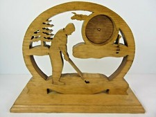 Wood Scrolled Golfer Clock Base Pine Handmade 2 3/8" Hole 9" high USA
