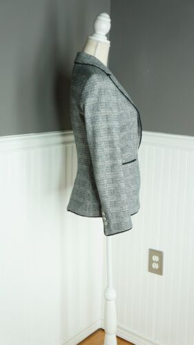 Zara Woman Blazer M One Button Gray Black Trim Long Sleeve Pockets - Picture 2 of 6