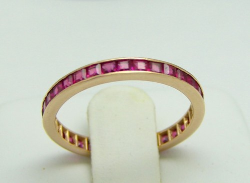 RUBY ETERNITY RING WEDDING BAND ANNIVERSARY RING NATURAL RUBIES - Picture 3 of 5