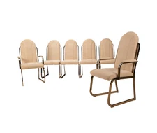 Vintage 1987 Chromcraft Brass High Back Dining Chairs - Hollywood Regency MCM