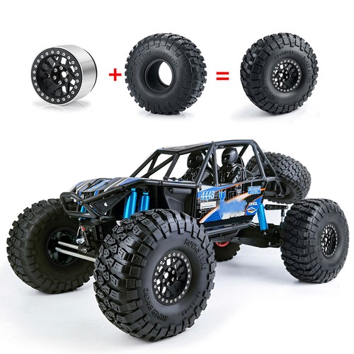 4PCS SCX10 Metal Wheel Rims Rubber Tires Kit for 1/10 RC Crawler Car Axial SCX10 - Picture 21 of 67