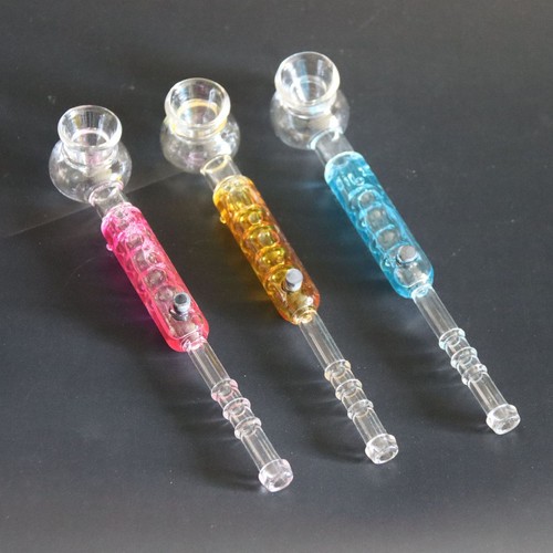 Reusable 4.9 inch Glass Cigarettes Pipe Hitter Herb Smoking Tube Pipes Filter - Picture 3 of 8