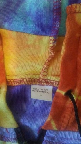Chaqueta con capucha manga larga cremallera completa corbata teñida arte pintado a mano 100 % algodón - Imagen 5 de 11