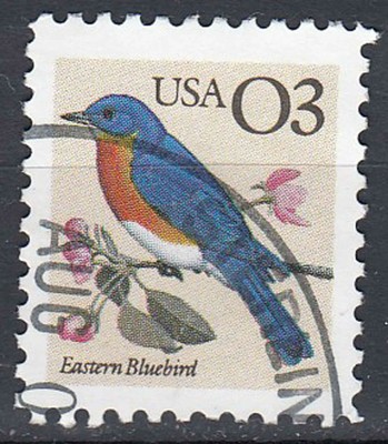 USA Briefmarke gestempelt 3c Eastern Bluebird Vogel Rundstempel / 706