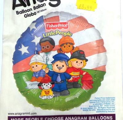 Anagram Helium Foil Balloon 18'' NON Birthday Fisher Price Little People