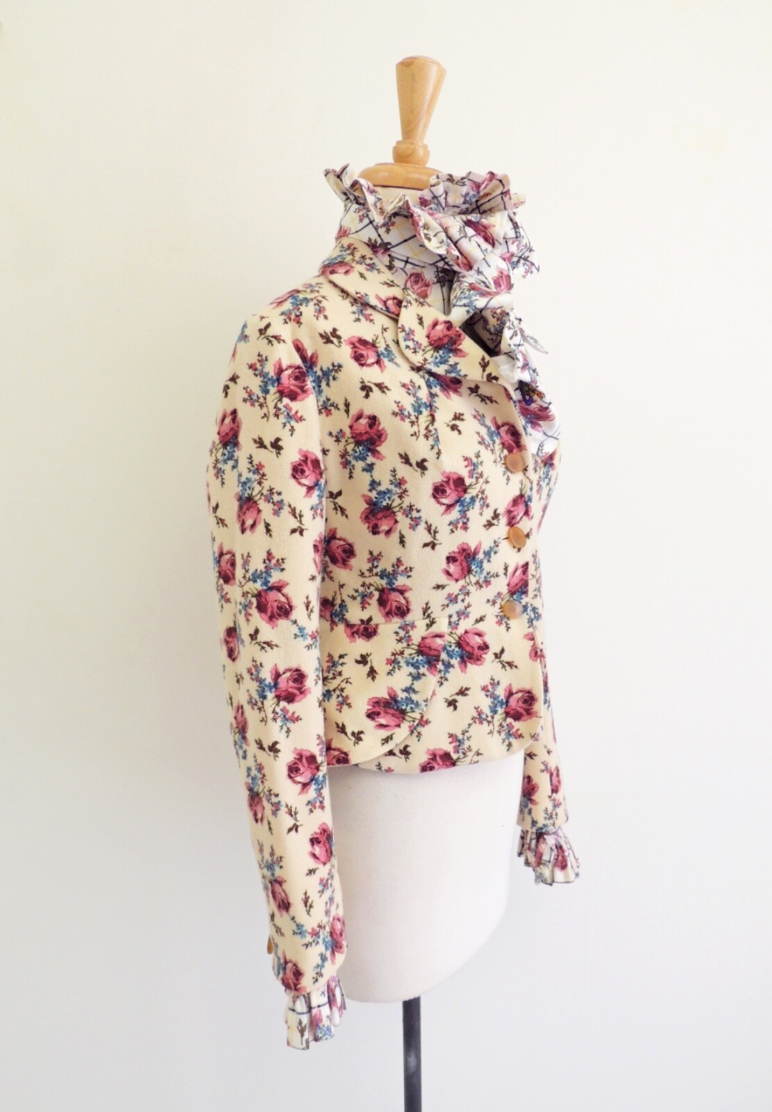 ALTRA VIVIENNE WESTWOOD 1996 VIVE LA COCOTTE Rosa tweed Bettina giacca camicie e cravatta