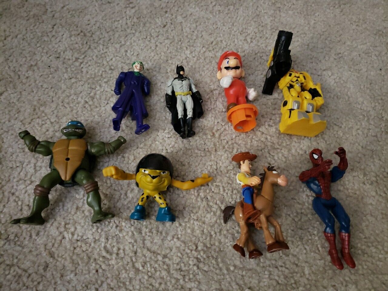 Mixed Lot of Various Action Figures - Batman, Joker, Mario, Spider-Man, Leonardo