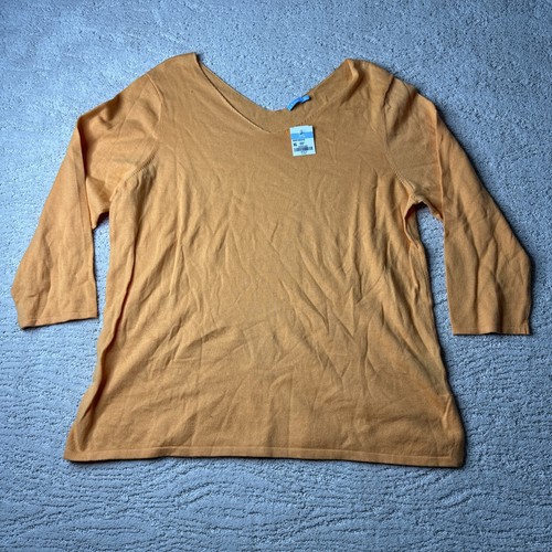 Women’s NEW J. McLaughlin XL Kemp Sweater Orange Cashmere Blend 3/4 Sleeve