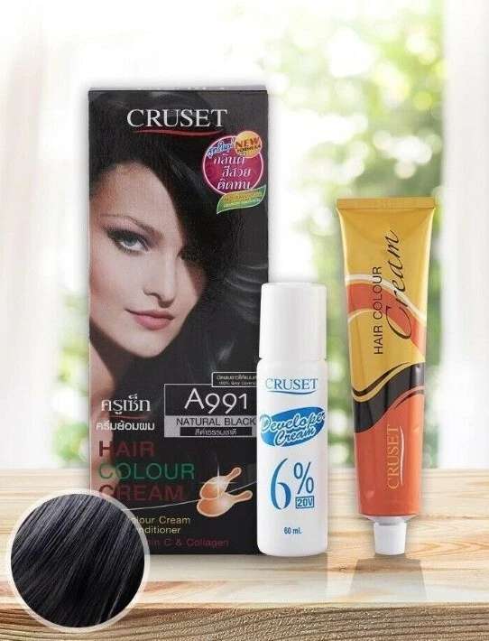Dye Black Hair Color Cream Set Temporary Permanent Kit Cruset Natural Black A991 - Image 3 of 4