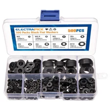 500pcs Plastic Nylon Flat Spacer Washer Insulation Gasket Ring For Screw Bolt