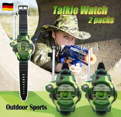 MARKENLOS 7-in-1 Digital Uhr Walkie Talkie Funkgeräte Kinder Uhr UKW Funk Kompass Outdoor✔