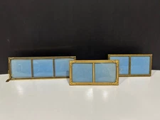 3 Antique 19th Century Empire French Gilt Bronze Cabinet Portrait Photo Frames