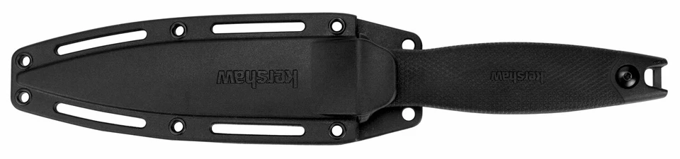 KERSHAW SECRET AGENT Tactical Black Straight Fixed Knife with Sheath 4007  - Image 3 of 4