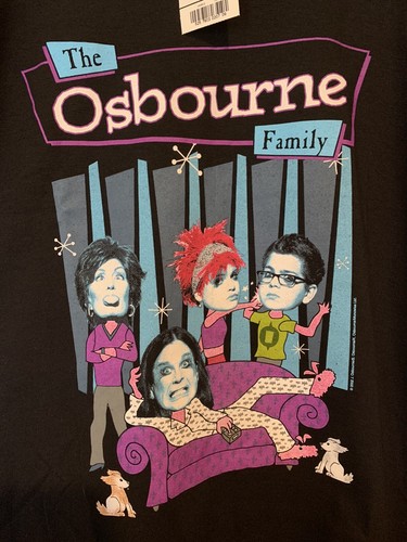 T-shirt vintage "La famiglia Osbourne" Ozzy Sharon grande 2002 MTV - nuova con etichette - Foto 4 di 8