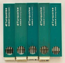 Vintage Lot 5 Packs  Berol Turquoise Eagle E1  B HB 5H Drawing Leads Incomplete