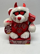 Dan Dee White Red Devil Bear MUSICAL TEST YOUR LOVE 7" Plush Stuffed Animal