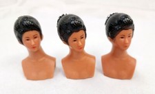 Vtg Lot of 3 Fibre Craft Black hair Doll Heads 2 1/4" Crafts Doll Making