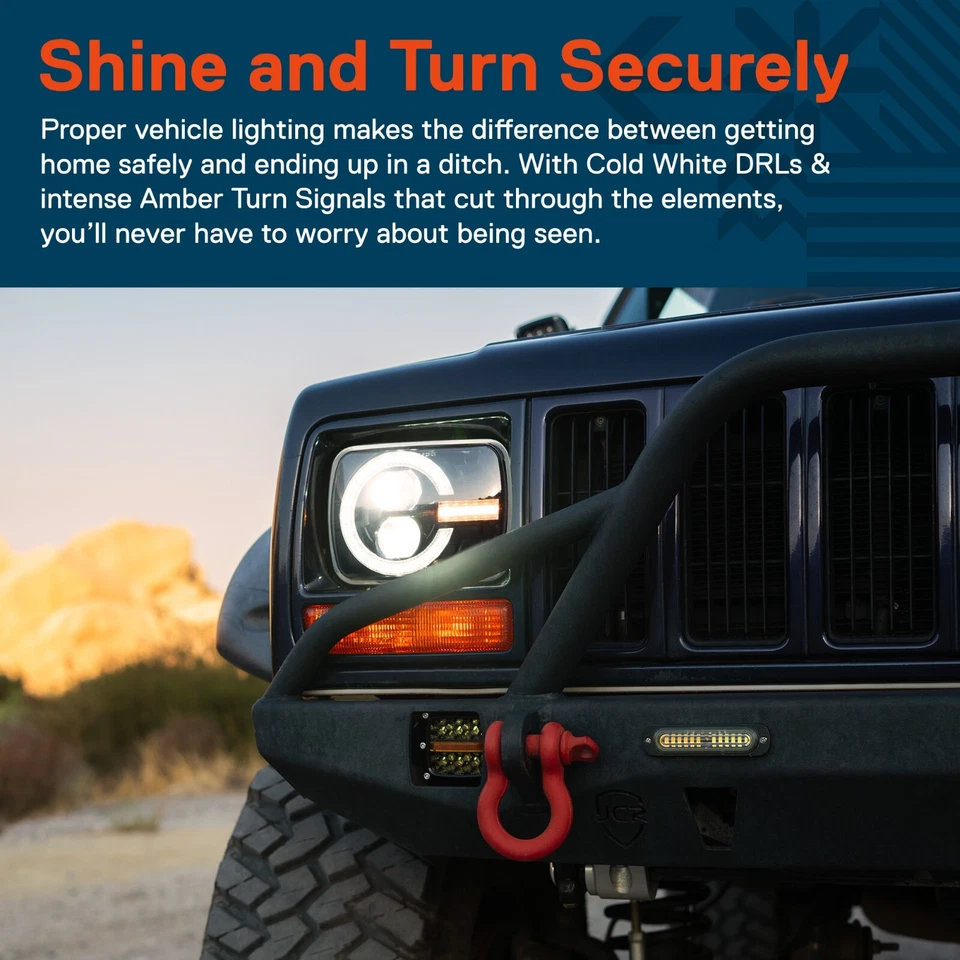 黑色 5x7 7x6 LED 车头灯适用于吉普牧马人 YJ 切诺基 XJ 福特雪佛兰丰田 — 第 4/4 张图片