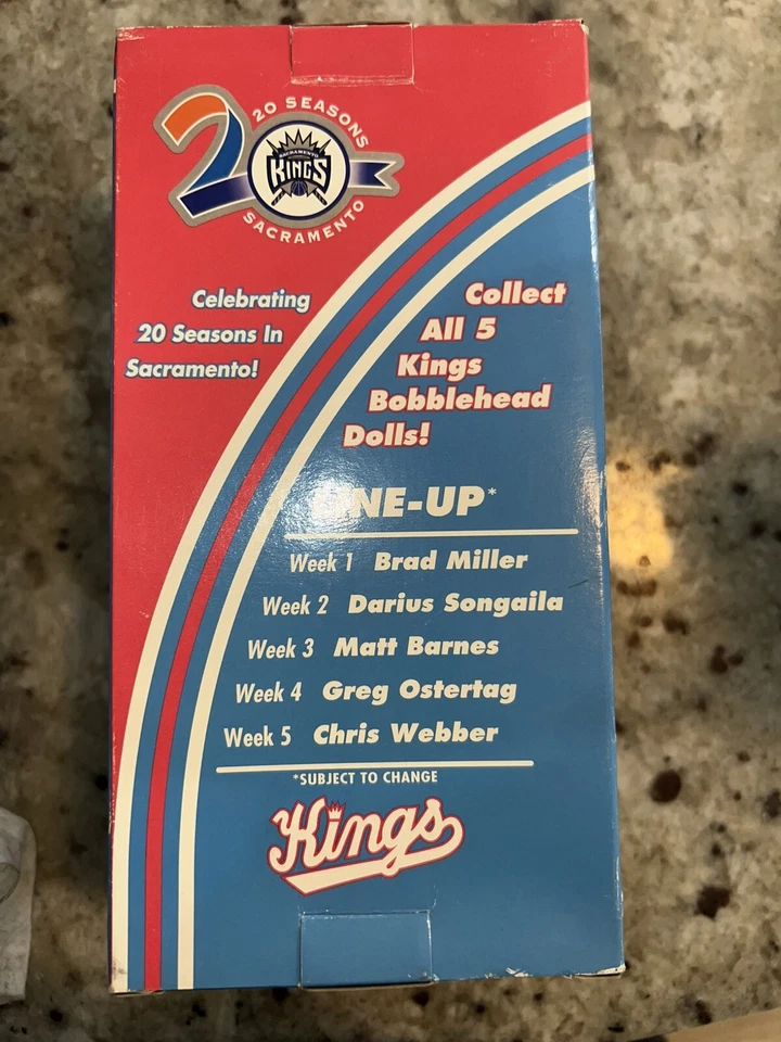 Retro 2005 Sacramento Kings Bobblehead Complete Set of 5 Carl's Jr NBA W Stand - Image 2 of 2