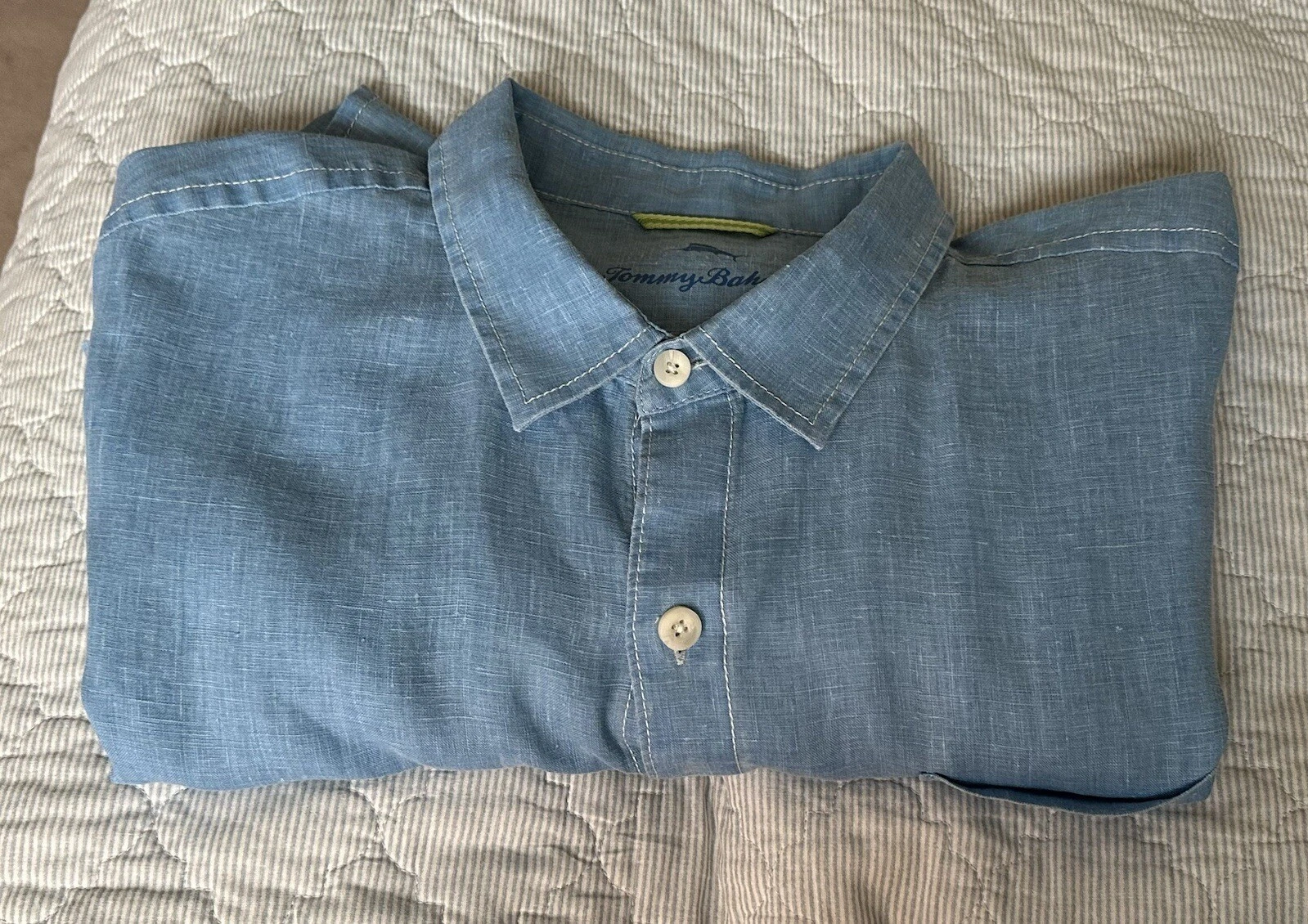 Tommy Bahama Linen Blue / Turquoise Long Sleeve Shirt XXL