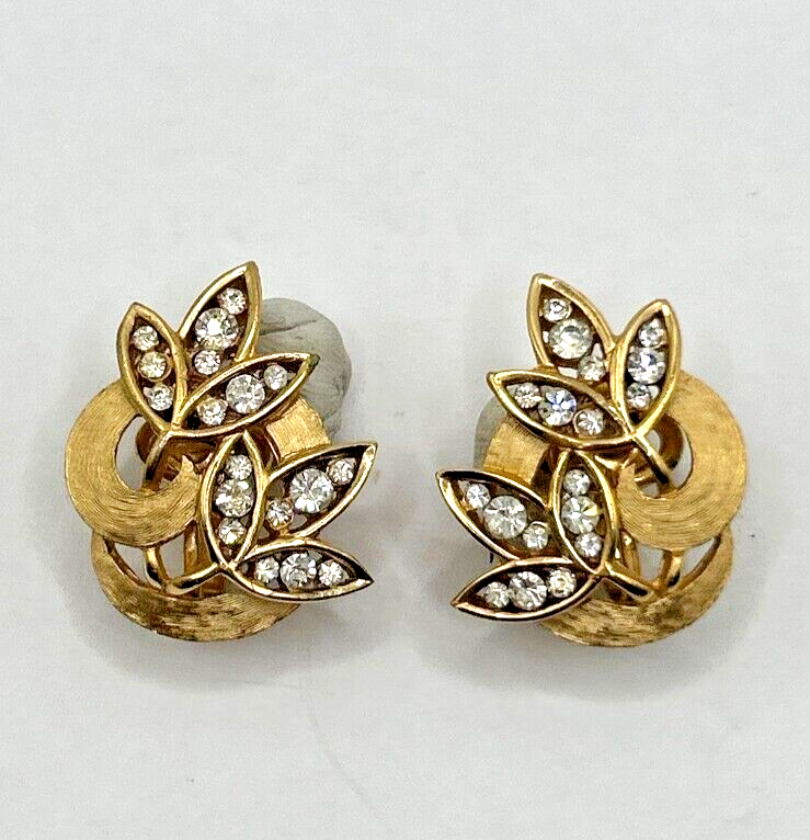 Crown Trifari Vintage Rhinestone Clip On Earrings Estate eBay