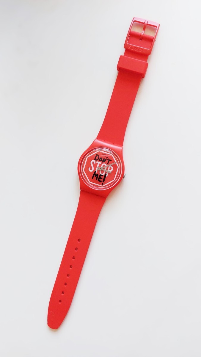 Singapore National Mediacorp Channel Mewatch Ch Swatch Watch Called Dip Red  With Skeleton Features Silicone Band