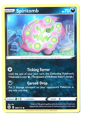 Spiritomb 089/172 (NM, Pokemon Card, Brilliant Stars 2022, Darkness,  Common)