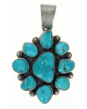 Natural Fox Turquoise Cluster Pendant By Navajo Artist Kathleen Livingston