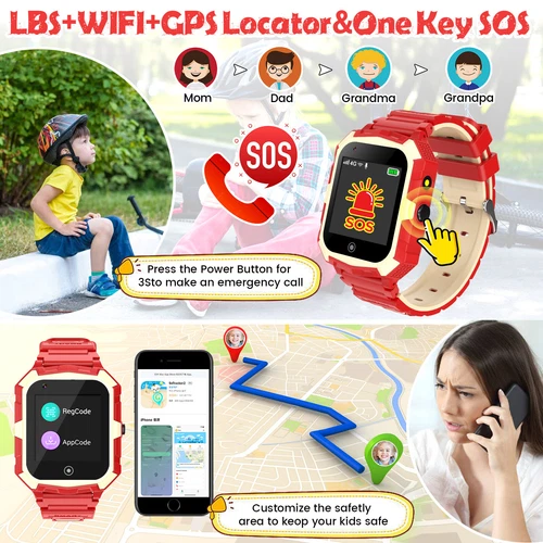 Smartwatch 4G Dzieci Telefon Zegarek z GPS WiFi Rozmowa wideo SOS dla chłopców Dziewcząt - Zdjęcie 57 z 65