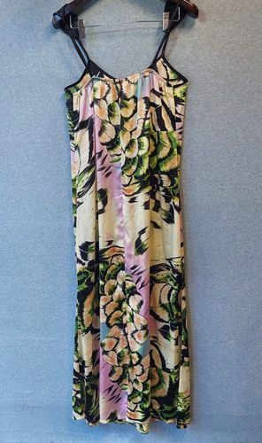 SPICY SUGAR Silky Maxi Boho Beach Dress Size 12 Floral Strappy - Picture 2 of 9