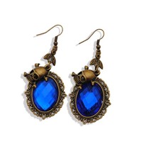 Gothic Drop Earring Oval Rhinestones Metal Lace Dangle Earring Skeleton For H