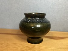 Honiton England Pottery - Mini Vase - Hand Made - Dark Green & Black 