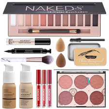 12 Color Makeup Kit Eyeshadow Foundation Lipstick Blush Brushes Eyeliner Set