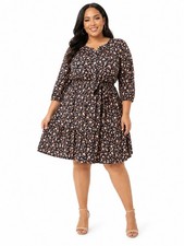 New Terra & Sky Floral Tiered Dress Size 1X Cotton Brunch Workwear