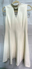 Women's White Dress Size 10 Calvin Klein Beaded Neck Sleeveless
