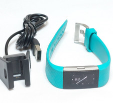 Fitbit Charge 2 Heart Rate Fitness Activity Tracker Silver Blue - Tested