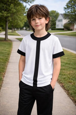 Youth 10 Black and White Uniform Costume Ben Jersey Kids