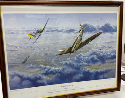 ''The Right Of The Line'' Graeme Lothian signiert von Gunther Rall & Fighter Aces